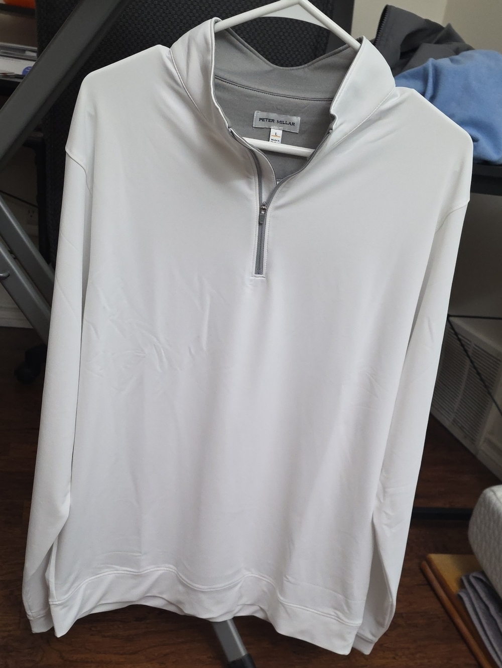 Peter Millar Light Gray Men’s Quarter-Zip Performance Sweater